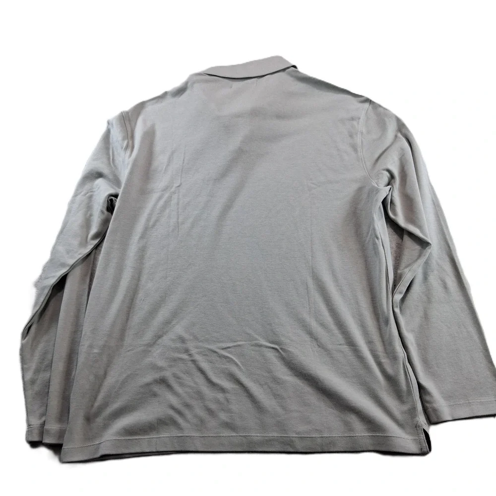 Banana Republic Luxe Touch Polo Mens Large Grey Long Sleeve Cotton 19160